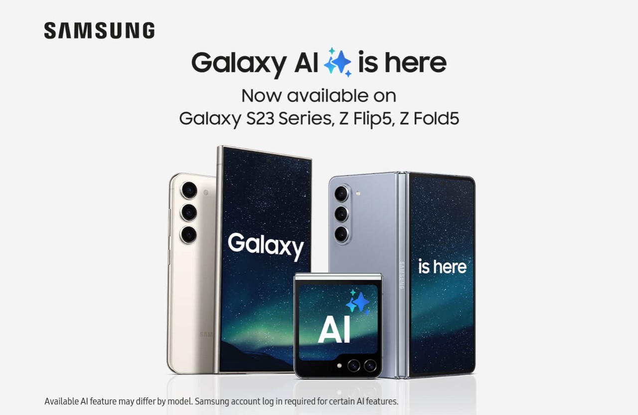 Galaxy AI is here. Now available on Galaxy S23 series, Z Flip 5, Z Fold 5. Available AI feature may differ by model. Samsung account log in required for certail AI features.