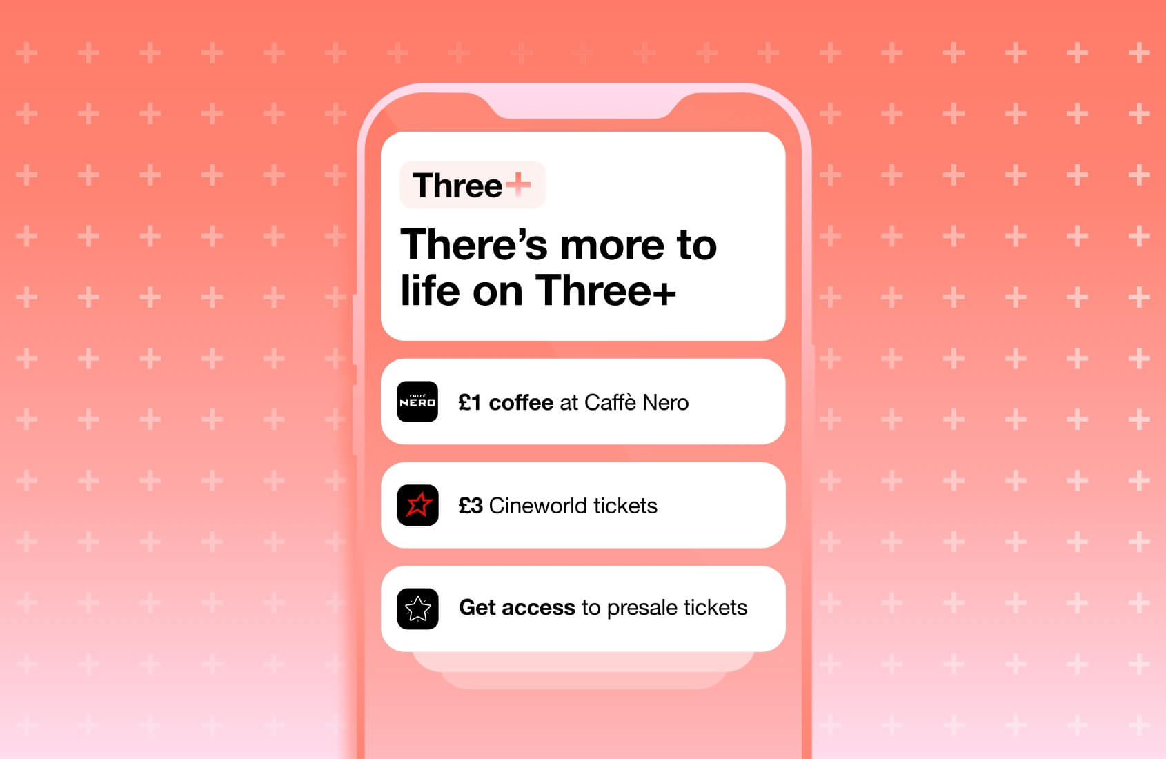 image of the Three+ rewards app