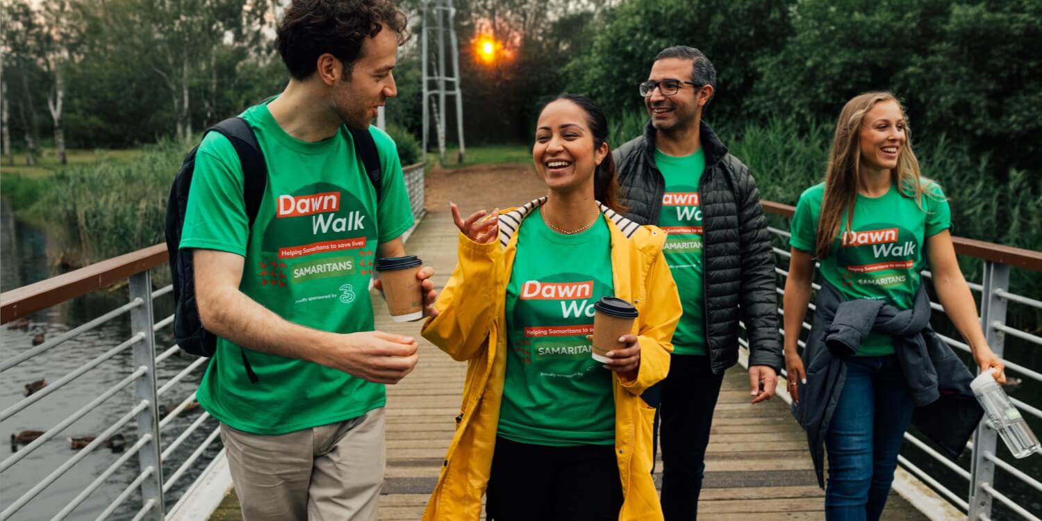 4 people taking part in the Samaritans Dawn Walk challenge.