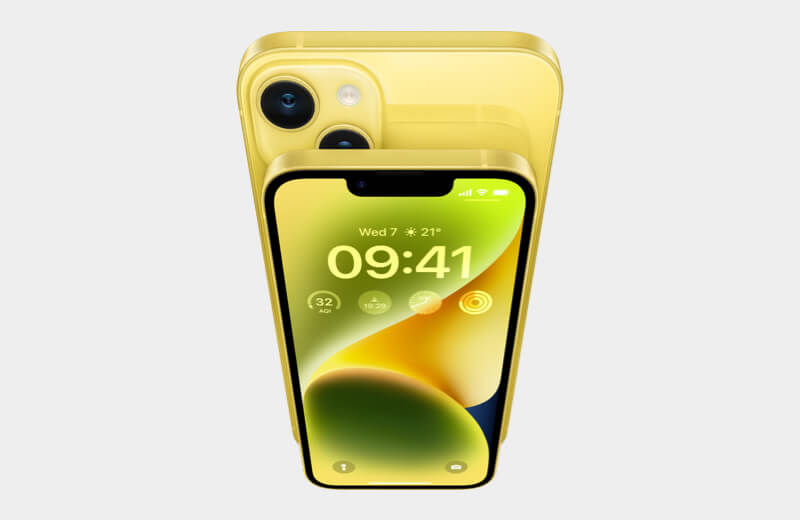 image of the Apple iPhone 14 in yellow